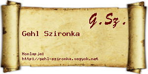 Gehl Szironka névjegykártya